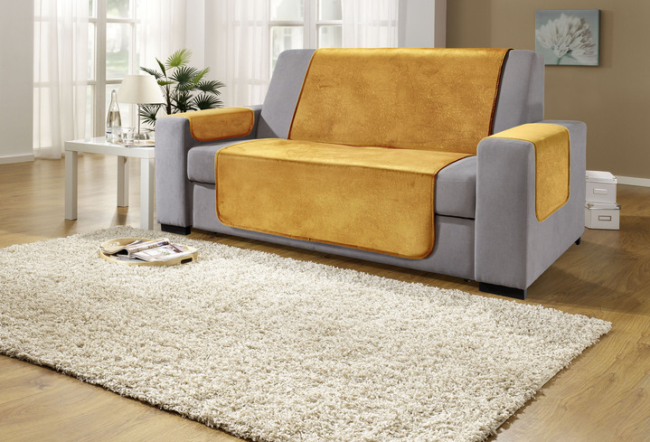 Grand foulards - Fauteuil- en bankbeschermers met antisliplaag, in Größe 101 (Fauteuilbeschermer, 50 x 150 cm) bis 865 (2 armleuningbeschermers, 50 x 70 cm), in Farbe GOUD