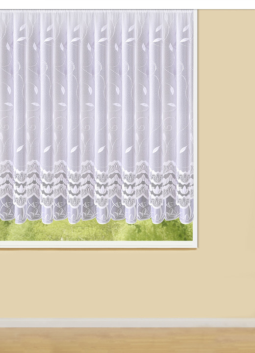 Klassiek - Licht gebloemd raamgordijn, in Größe 136 (100x300 cm) bis 174 (160x600 cm), in Farbe WIT Ansicht 1
