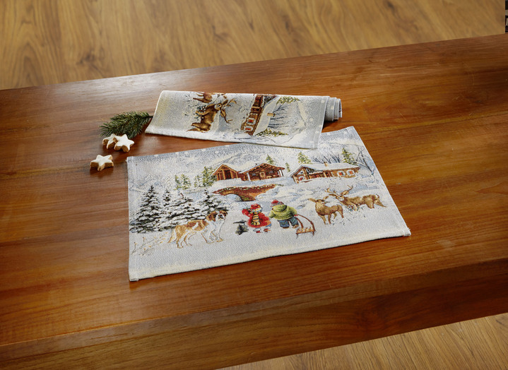 Tafellakens - Wintertafel- en kamerdecoratie in tapijtkwaliteit, in Größe 100 (2 x placemats, 33/ 45 cm) bis 404 (Kussensloop, 45/45 cm), in Farbe MEERKLEURIG Ansicht 1