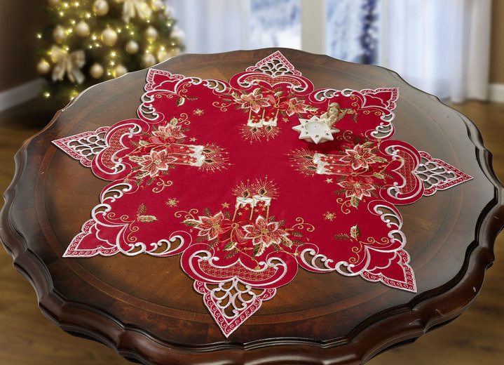 Kerstmis - Feestelijke tafel- en kamerdecoratie van Schäfer, in Größe 140 (tafelkleed met sterren, ø 40 cm) bis 404 (Kussensloop, 40/40 cm), in Farbe ROOD Ansicht 1
