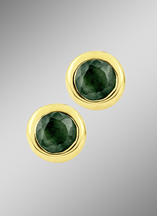 Oorbellen - Oorknopjes met echte smaragd, in Farbe  Ansicht 1