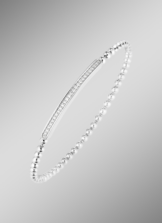 Ball chain armband van fijn zilver 925/- met synthetische zirkonia