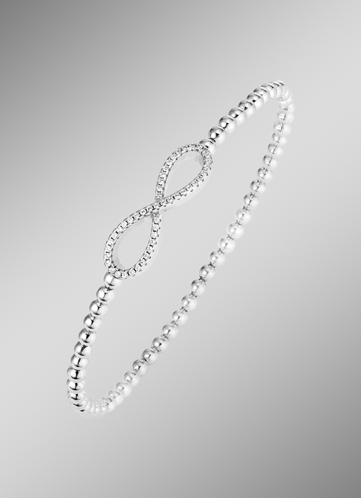 Armbanden - Ball chain armband gemaakt van fijn zilver 925/- met een oneindigheidssymbool, in Farbe  Ansicht 1