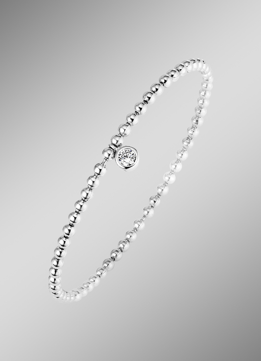 Armbänder - Kugelketten-Armband aus Silber 925/- fein mit 1 synth. Zirkonia, in Farbe  Ansicht 1