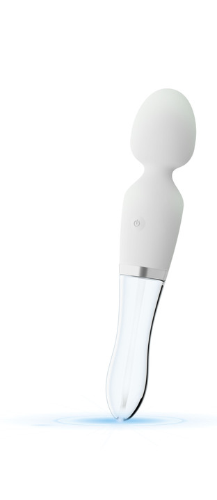 - Massager van glas en siliconen, in Farbe WIT/TRANSPARANT, in Ausführung massagestick Ansicht 1