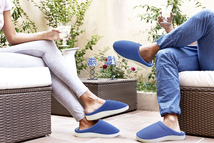 Gesundheitsschuhe - Gel-Slipper, in Größe L bis XXL, in Farbe BLAU-WEISS Ansicht 1