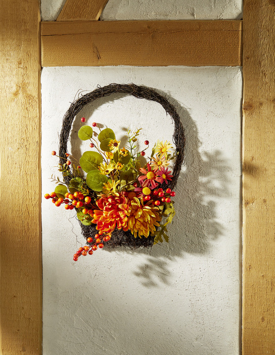 Kunst- & textielplanten - Rotan mand om op te hangen, in Farbe GEEL-ORANJE
