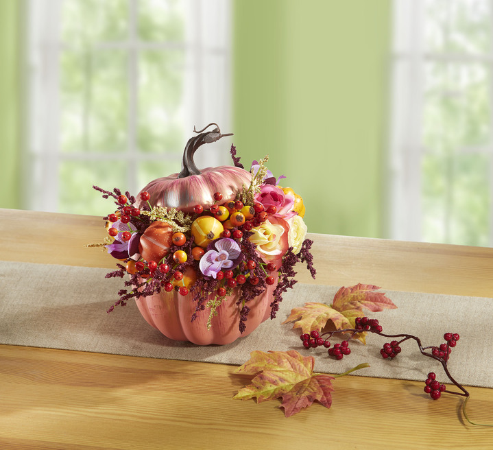 Kunst- & textielplanten - Herfst decoratieve pompoen, in Farbe ROZE
