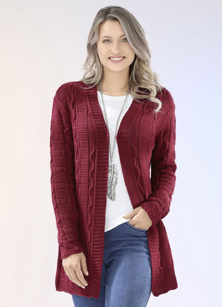 Cardigan met capuchon en structuurmix