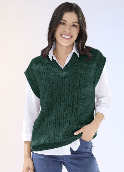 Basics - Sweatervest van zeer pluizig materiaal, in Größe L(44/46) bis XL(48/50), in Farbe DONKERGROEN Ansicht 1