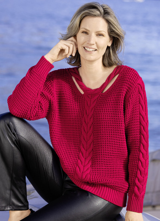 Basics - Trui met uitsparingen, in Größe 036 bis 052, in Farbe ROOD Ansicht 1