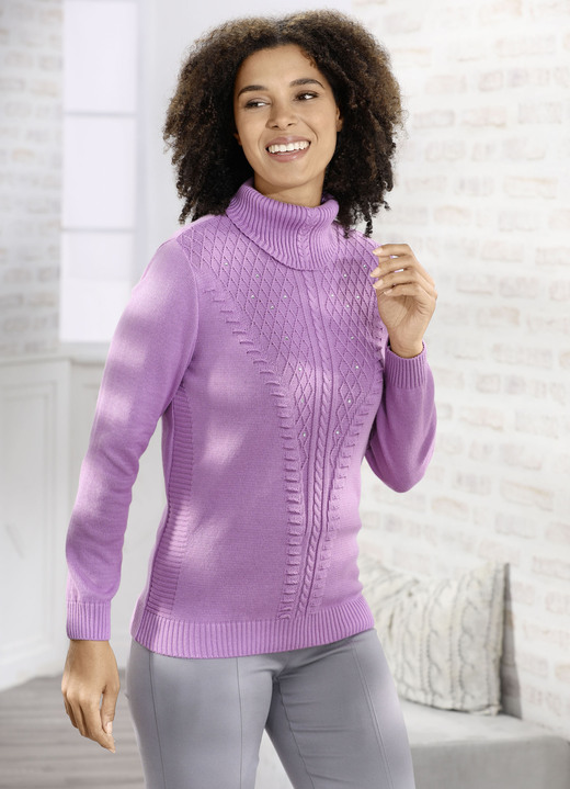 Basics - Pullover mit Strasszier, in Größe 038 bis 054, in Farbe ROSENHOLZ