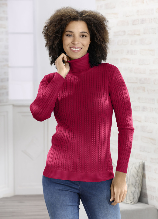 Basics - Pullover met een rekbare structuur, in Größe 036 bis 052, in Farbe ROOD Ansicht 1
