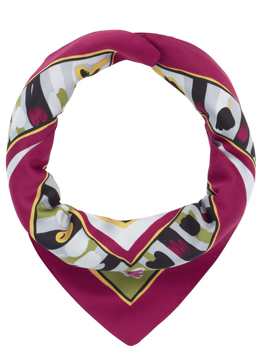 - Nicki handdoek met fantasiebloemmotief, in Farbe BORDEAUX-LICHT-GRIJS-GEEL-BONT Ansicht 1