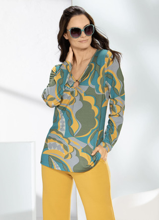 V-hals shirt met decoratieve ring