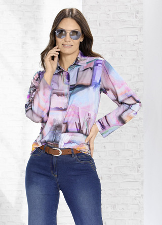 Overhemdblouse met drukknoopsluiting over de volledige lengte