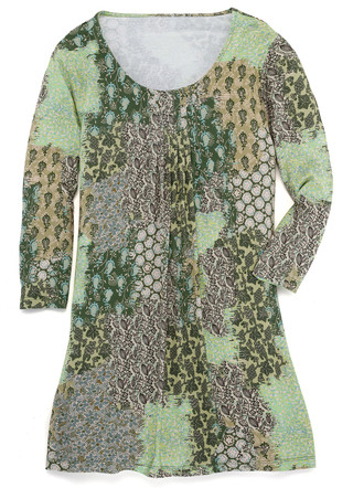 Lang shirt met geplooide voorkant in 3 kleuren