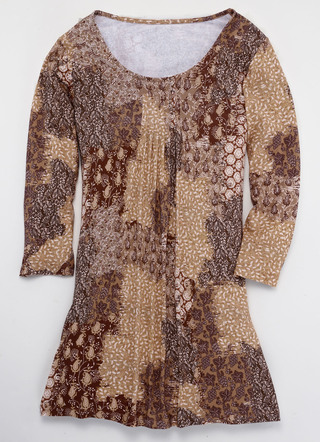Lang shirt met geplooide voorkant in 3 kleuren