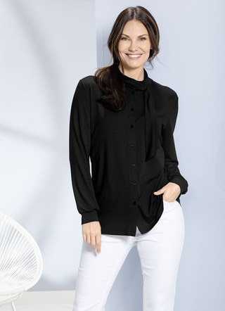 Overhemdblouse met doorlopende knoopsluiting in 2 kleuren