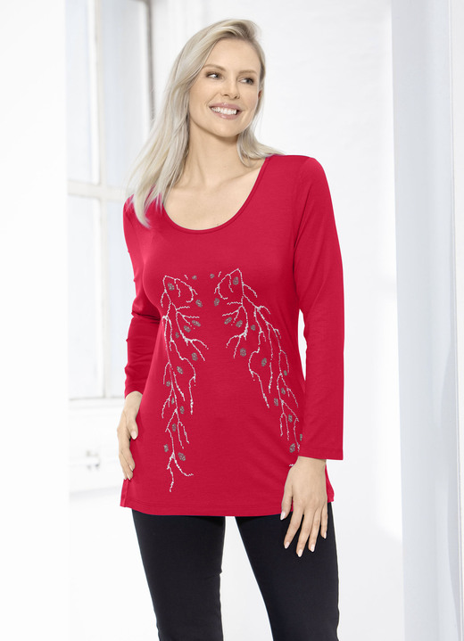 Shirts - Charmant overhemd met borddecoratie in 2 kleuren, in Größe 038 bis 052, in Farbe ROOD Ansicht 1