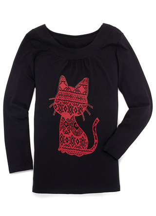 Overhemd met kattenmotief in 2 kleuren