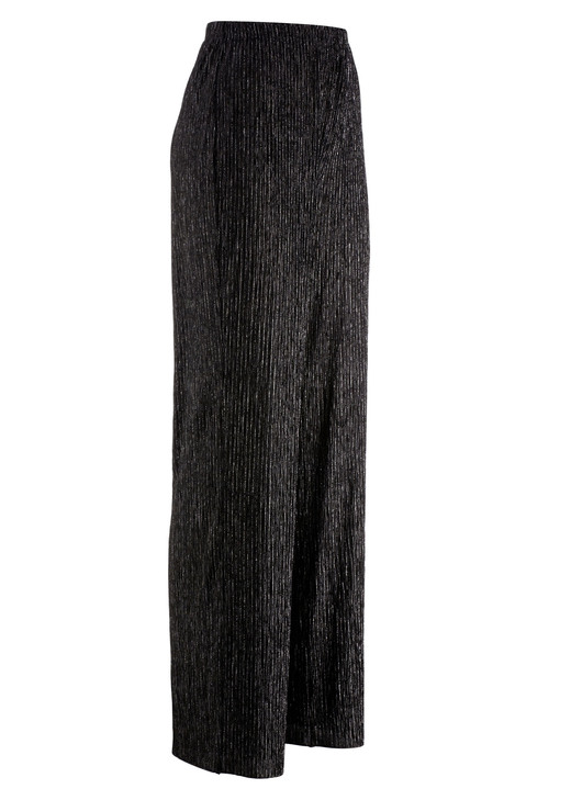 Broeken met elastische band - Elegante glinsterende broek, in Größe 018 bis 056, in Farbe ZWART Ansicht 1