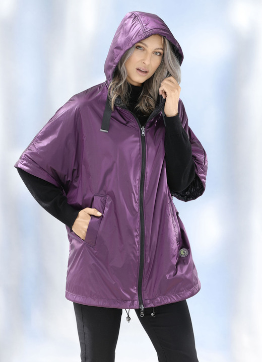 Winterjacks - Functionele omkeerbare cape in een oversized look, in Größe L bis XXL, in Farbe AMETHYST ZWART Ansicht 1