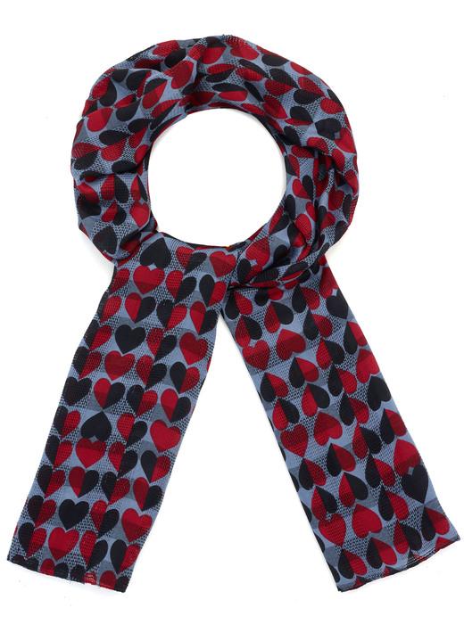 - Sjaal met hartmotieven, in Farbe GREY-ZWART-ROOD Ansicht 1