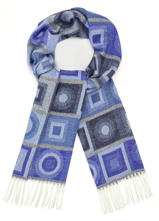 Sjaals - Sjaal met geometrische vormen, in Farbe LICHTBLAUW-KOBALT-BLAUW MARINEBLAUW Ansicht 1