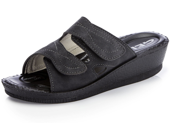Sandalettes & slippers - Muiltjes met elastische inzetstukken bij de bal, in Größe 036 bis 041, in Farbe ZWART Ansicht 1
