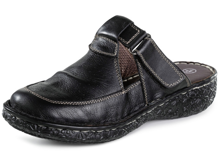 Sandalen & slippers - ELENA EDEN klomp met decoratieve perforaties, in Größe 036 bis 043, in Farbe ZWART Ansicht 1