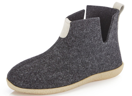 Laurina wolvilten pantoffel met velours randen