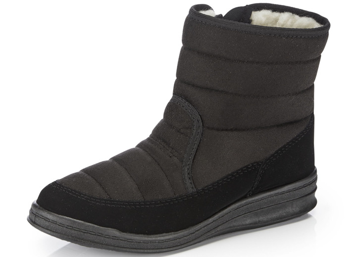 Huisschoenen - Enkellaarsjes van zacht, gewatteerd nubuckmateriaal, in Größe 036 bis 042, in Farbe ZWART Ansicht 1