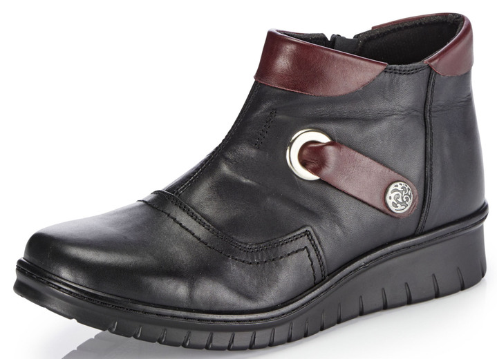 Stiefel & Stiefeletten - ELENA EDEN Bootie mit ansprechendem Metallschmuck, in Größe 036 bis 042, in Farbe SCHWARZ-BORDEAUX Ansicht 1