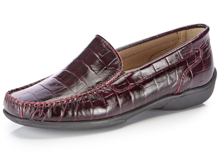 ELENA EDEN krokodillen-reliëf chevreau lederen mocassin pantoffels