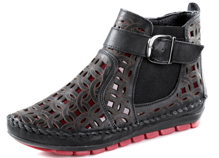 Gemini bootie in fantasierijk geperforeerd nappaleder