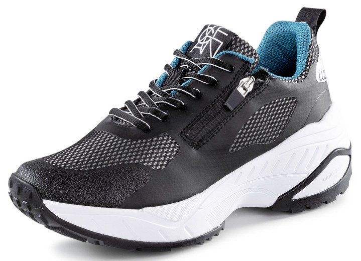 - Waldläufer sneakers met praktische ritssluiting aan de zijkant, in Größe 4 bis 8 1/2, in Farbe ZWART-TURQUOISE Ansicht 1