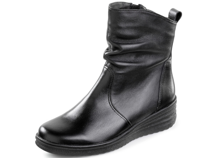 Laarzen & laarsjes - ELENA EDEN, gevoerde dames enkellaarsjes, winterschoenen, breedte H, met lamsvacht, in Größe 036 bis 041, in Farbe ZWART Ansicht 1