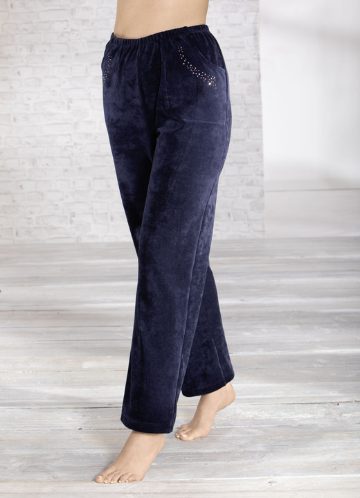 - Broek met strass-versiering, in Größe 018 bis 054, in Farbe MARINE