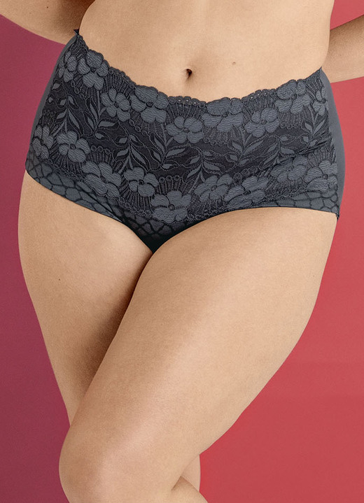 Slips - Miss Mary-pantybroekje met elastisch kant met inzetstuk aan de voorkant, in Größe 038 bis 056, in Farbe GRAFIET Ansicht 1
