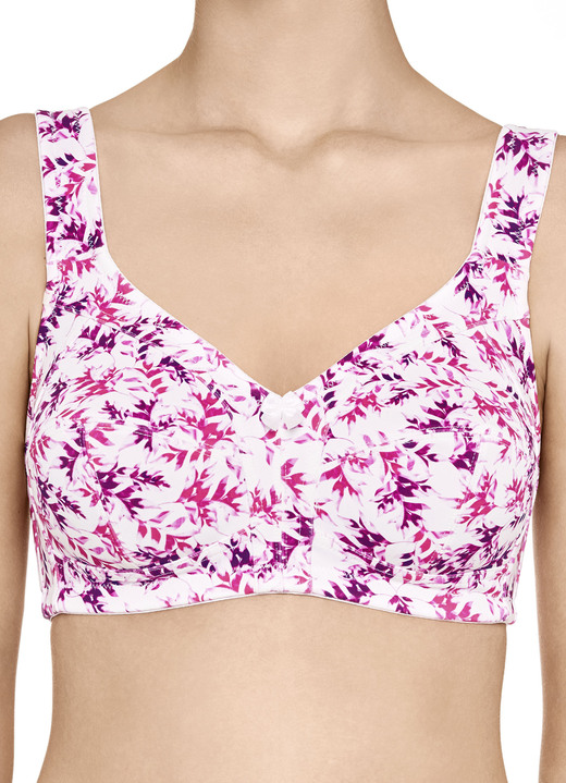 BH zonder beugel - Susa bh met verstevigde rug, in Größe 080 bis 120, in Cup E, in Farbe WIT-ROZE