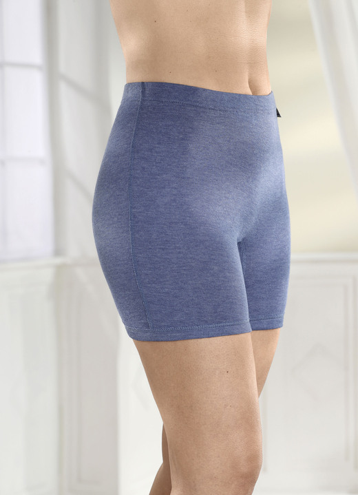 Pantyslips - Tweepack Permatherm lange broeken, in Größe 3XL (56/58) bis XXL (52/54), in Farbe JEANSBLAUW GEMÊLEERD Ansicht 1