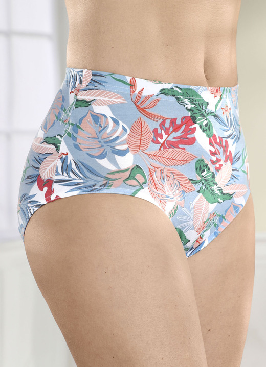 Slips - Pak van vier slips met printmotief, in Größe 038 bis 056, in Farbe BLAUW-ABRIKOOS-KLEURRIJK Ansicht 1