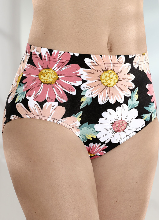 - Set van vier slips met elastische band, in Größe 038 bis 056, in Farbe ZWART-APRICOT Ansicht 1