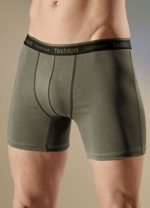 Pants & boxershorts - Set van vier broeken met elastische tailleband, in Größe 005 bis 011, in Farbe 2X OLIJF, 2X AUBERGINE