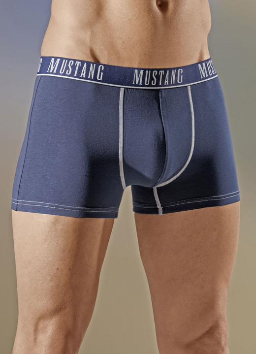 Pants & boxershorts - Mustang set van twee broeken met elastische tailleband, in Größe L bis XXL, in Farbe 1 X MARINE, 1 X ROOD