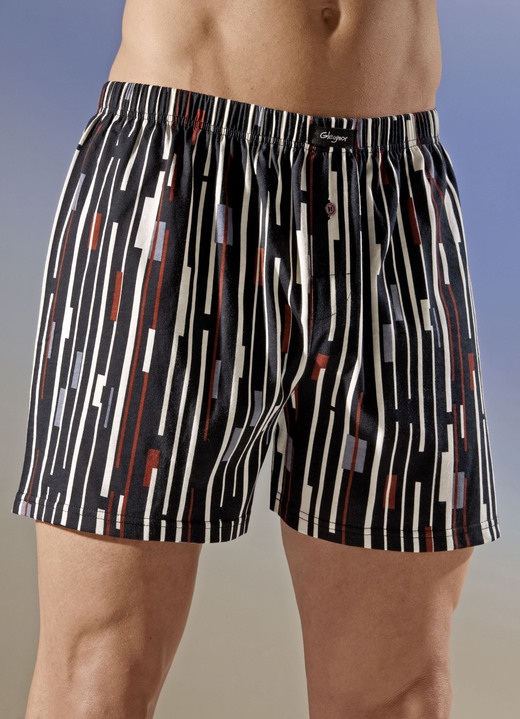 Pants & boxershorts - Vierpack boxershorts met strependesign, in Größe 005 bis 014, in Farbe 2X ZWART-MULTIKLEURIG, 2X GRIJS-MULTIKLEURIG