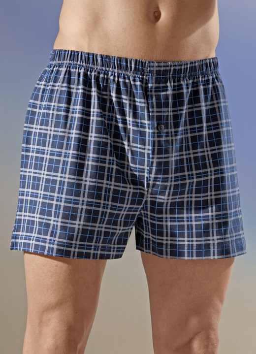 Pants & boxershorts - Pak van vier boxershorts met ruitjesmotief, in Größe 005 bis 016, in Farbe 2X MARINE-GRIJS, 2X GRIJS-NAVY