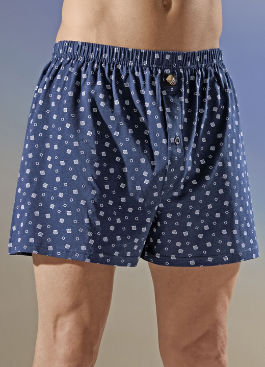 Pants & boxershorts - Set van vier boxershorts met een all-over design, in Größe 005 bis 013, in Farbe 2X MARINE-WIT, 2X TURKOOIS-WIT