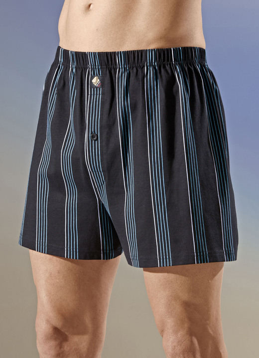 Pants & boxershorts - Pak van vier boxershorts met streepjesmotief, in Größe 005 bis 016, in Farbe 2X ZWART-TURQUOISE, 2X MARINE-TURQUOISE